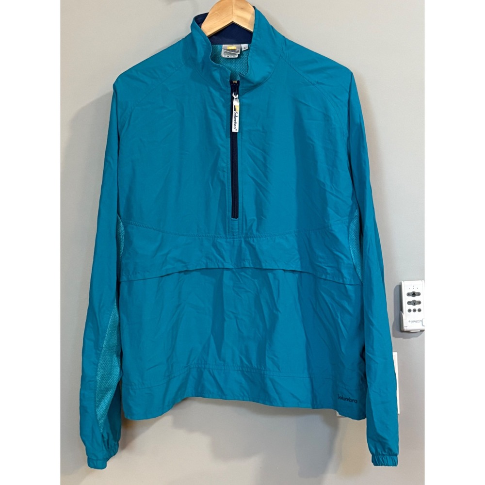 Solumbra Mens Teal Quarter Zip Pullover Windbreaker UPF Jacket Size‎ L